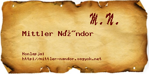 Mittler Nándor névjegykártya
